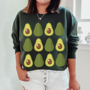 Avocado Sweatshirt Avocado Geschenk Kawaii Pullover Vegan Sweatshirts Vegetarische Geschenke Ästhetik Rundhals Foodie Sweatshirt Obst Pullover