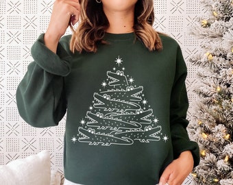 Alligator kersttrui Alligator geschenken Gator ronde hals Florida trui krokodil shirt alligator minnaar cadeau moeras T-shirt