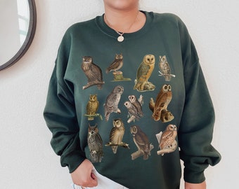 Owl Sweatshirt Owl Gift Cottagecore Clothing Dark Academia Clothing Bird Lover Shirt Nature Crewneck Wildlife Sweater Aesthetic Sweatshirt