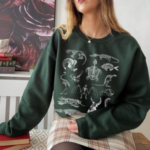 Animal Skeleton Sweatshirt Dark Academia Clothing Goblincore Clothing Aesthetic Crewneck Zooarchaeology Gift Biology Sweatshirt Skull Shirt