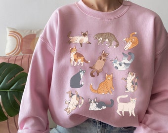 Cute Cat Sweatshirt Cat Sweater Kitties Shirt Kitty Crewneck Kitten Cottagecore Clothing Cottage Core Clothes Aesthetic Shirt Cat Lover Gift