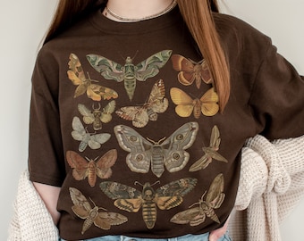Moth Shirt Cottagecore Shirt Bug Shirt Aesthetic Tshirt Insect Shirt Moth Tees Cottage Core Shirt Goblincore Clothing Dark Academia Shirt