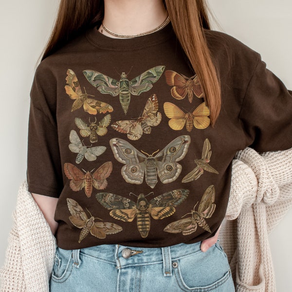 Moth Shirt Cottagecore Shirt Bug Shirt Aesthetic Tshirt Insect Shirt Moth Tees Cottage Core Shirt Goblincore Clothing Dark Academia Shirt