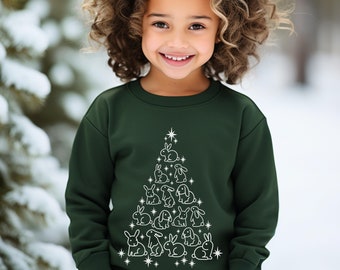 Jeugd konijn kersttrui kinder konijn trui konijn minnaar cadeau konijn shirt konijn cadeaus konijn ronde hals konijn minnaar cadeau