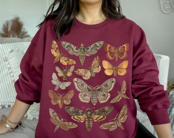 Moth Sweatshirt Cottagecore Sweater Dark Academia Clothing Goblincore Clothing Cottage Core Clothes Insect Apparel Indie Aesthetic Clothes