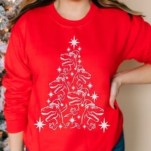 Christmas Dinosaur Sweatshirt Dinosaur Sweater Dinosaur Gifts Dinosaur Print Dinosaur Lover Gift Christmas Crewneck Dino Sweatshirt