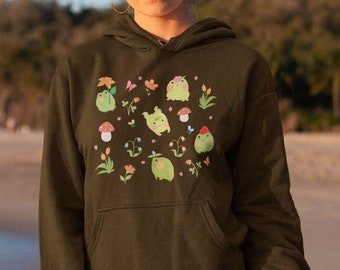 Cute Frog Hoodie Kawaii Frog Hoodie Kawaii Hoodie Harajuku Hoodie Cottagecore Clothing Aesthetic Hoodie Frog Clothing Trendy Hoodie