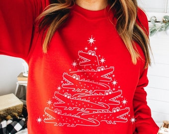 Alligator kersttrui Alligator geschenken Gator ronde hals Florida trui krokodil shirt alligator minnaar cadeau moeras T-shirt