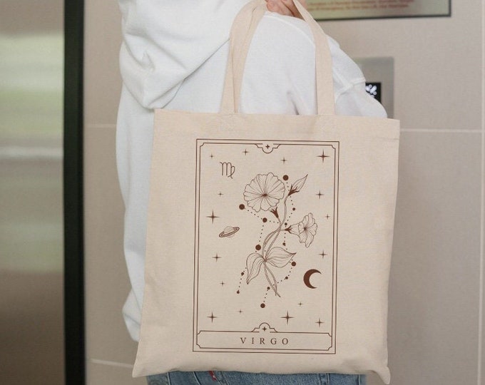Virgo Tote Bag Virgo Gift Virgo Gifts September Birth Flower Tote Birth Month Tote Horoscope Tote Zodiac Sign Tote Aesthetic Tote Bag