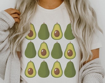 Avocado Shirt Avocado Print Tshirt Avocado Gift Vegan Tshirt Vegetarian T Shirt Food Lover Tee Fruit Top Kawaii Clothing Foodie Gifts