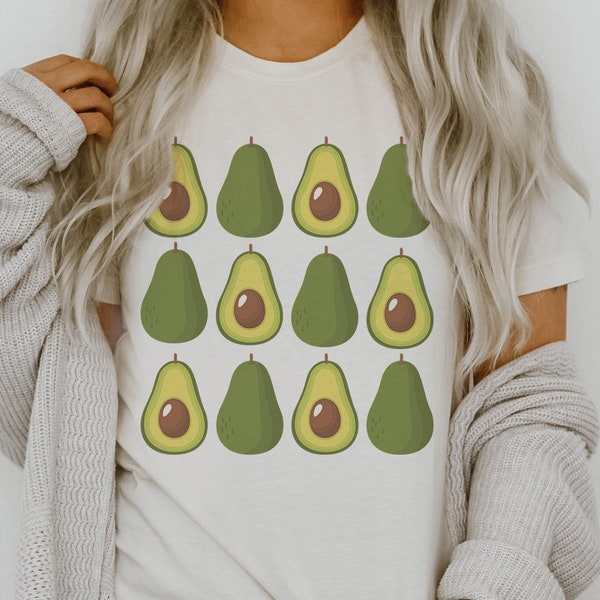 Avocado Shirt Avocado Print Tshirt Avocado Gift Vegan Tshirt Vegetarian T Shirt Food Lover Tee Fruit Top Kawaii Clothing Foodie Gifts