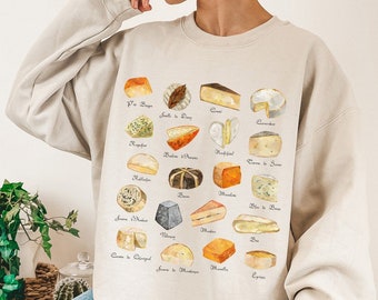 French Cheese Sweatshirt Cheese Lover Crewneck Foodie Gift Cheese Gifts Cooking Shirt Cottagecore Clothing Cottage Core Clothes Food Sweater