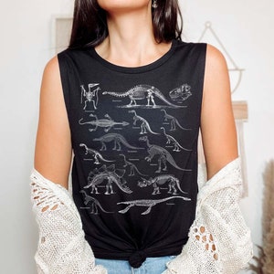 Dinosaurier Tank Top Dino Muskel Shirt Dinosaurier Geschenke Trex Kleidung Paläontologie Shirt T Rex Brontosaurus Paleozoo Skelett ästhetische Kleidung