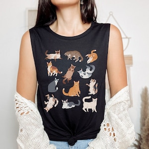 Cottagecore Cats Tank Top Kitties Muscle Tank Kitty Shirt Kitten Clothing Cottage Core Clothes Aesthetic Tank Cat Lover Gift Cat Mom Tank