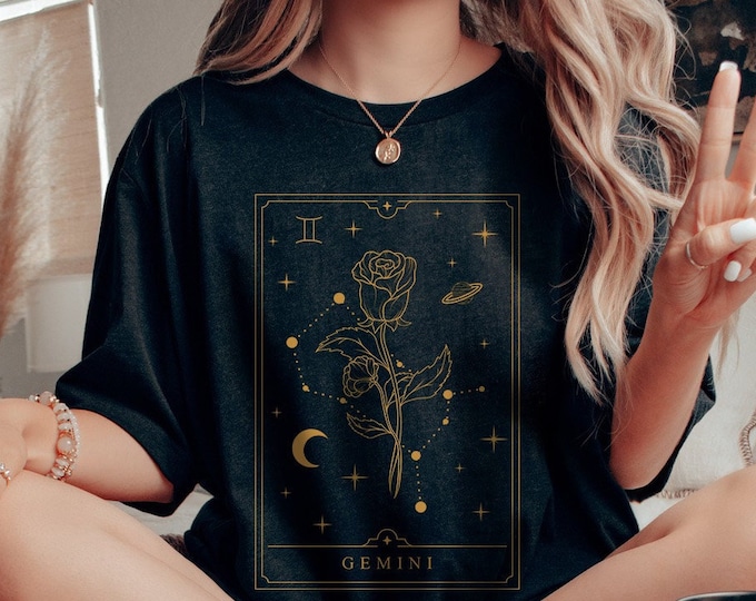 Gemini Shirt Gemini Gift Gemini Gifts June Birth Flower Shirt Birth Month Shirt Horoscope Shirt Zodiac Sign Shirt Tarot Aesthetic Clothing