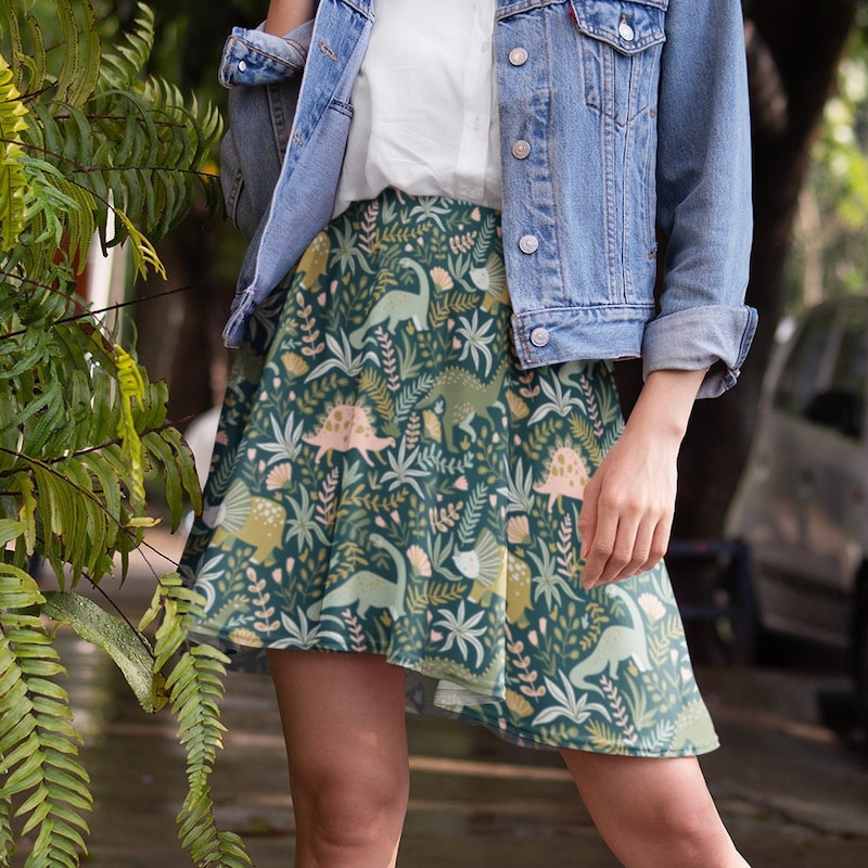 Colorful Jungle - Women's Dinosaur Skirt
