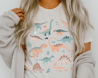 Boho Dinosaurs Shirt Kidcore Aesthetic Clothes Dino Shirt Dinosaur Gift Dinosaur Clothing Trex Tshirt Paleontology T Shirt Triceratops Tee