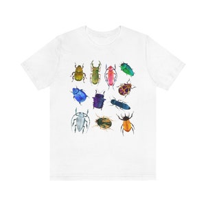 Cute Beetle Shirt Insect Shirt Bug Shirt Cottagecore Clothing Cottage Core Clothes Goblincore Tshirt Biology Tee Nature Aesthetic T Shirt White