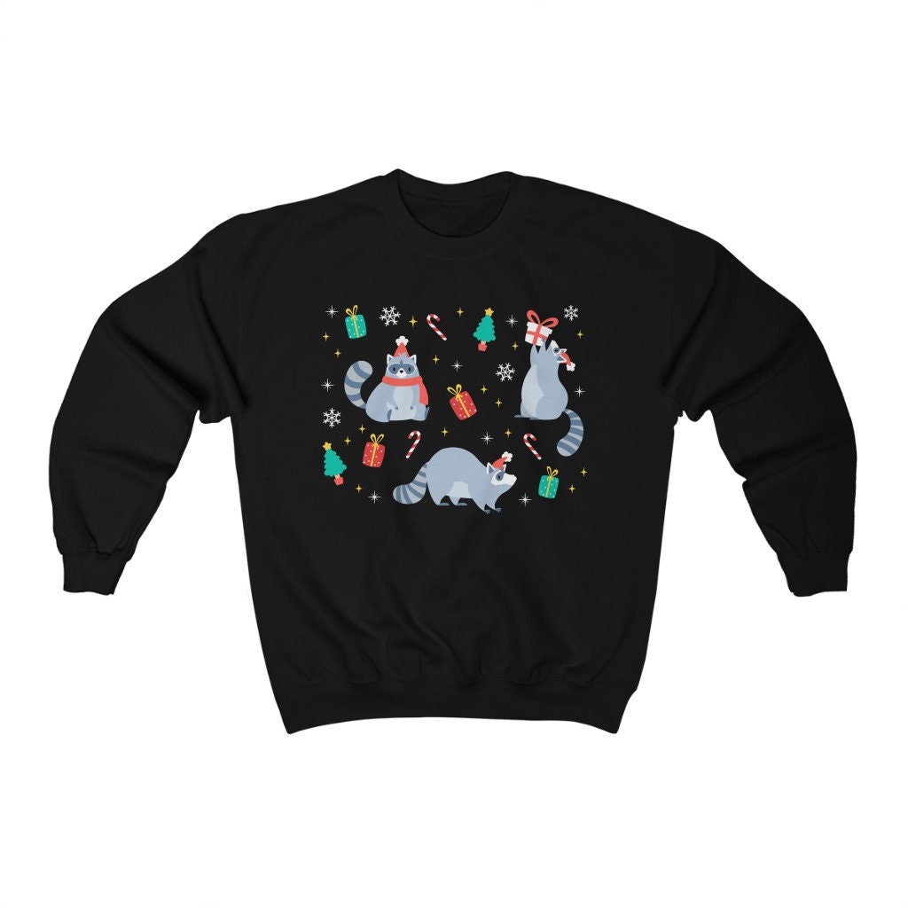Christmas Raccoon Sweatshirt Holiday Racoon Crewneck Goblincore