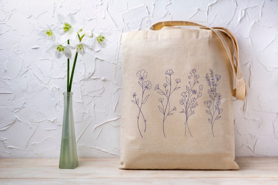 Botanical Tote Bag Wildflowers Tote Bag Plant Tote Bag Floral Tote Bag Flower Tote Bag Aesthetic Cottagecore Tote Trendy Tote Bag