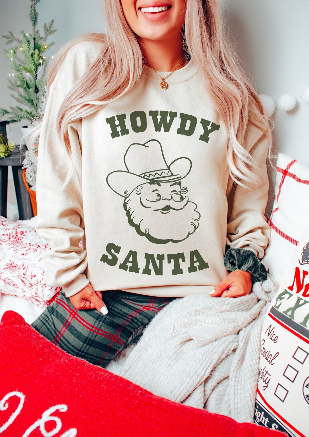 Howdy Santa Sweatshirt Country Santa Sweater Retro Santa - Etsy