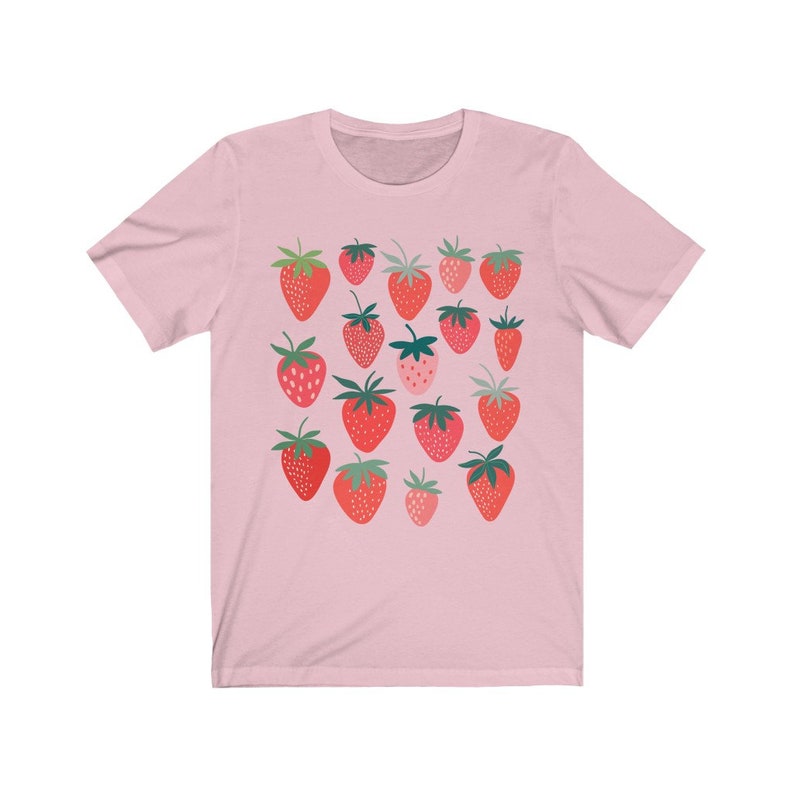 Strawberry Shirt Strawberry Clothes Strawberry Top Garden Shirt Aesthetic Clothing Cottagecore Clothes Botanical Shirt Strawberry Print Pink