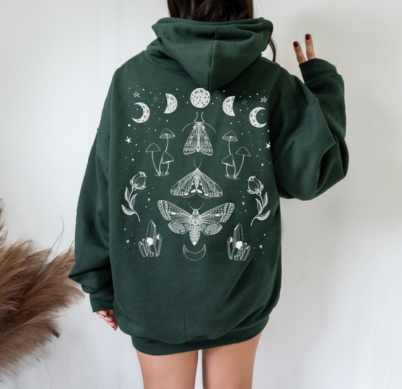 Magical Moth Hoodie Fairycore Hoodie Dark Academia Hoodie Cottagecore Clothes Cottage Core Clothing Aesthetic Hoodie Mushroom Hoodie