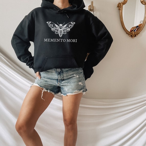 Memento Mori Hoodie Dark Academia Clothing Aesthetic Hoodie Alt Hoodie Death's Head Moth Hoodie Gothic Hoodie Goth Hoodie Skull Hoodie