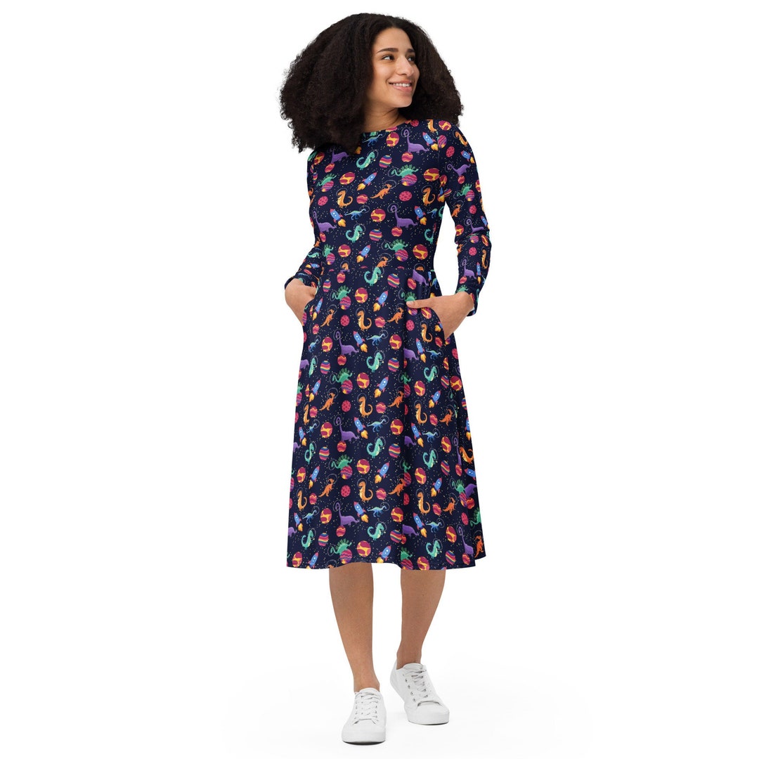 Dinosaur T rex Pattern Print Women Long Robe