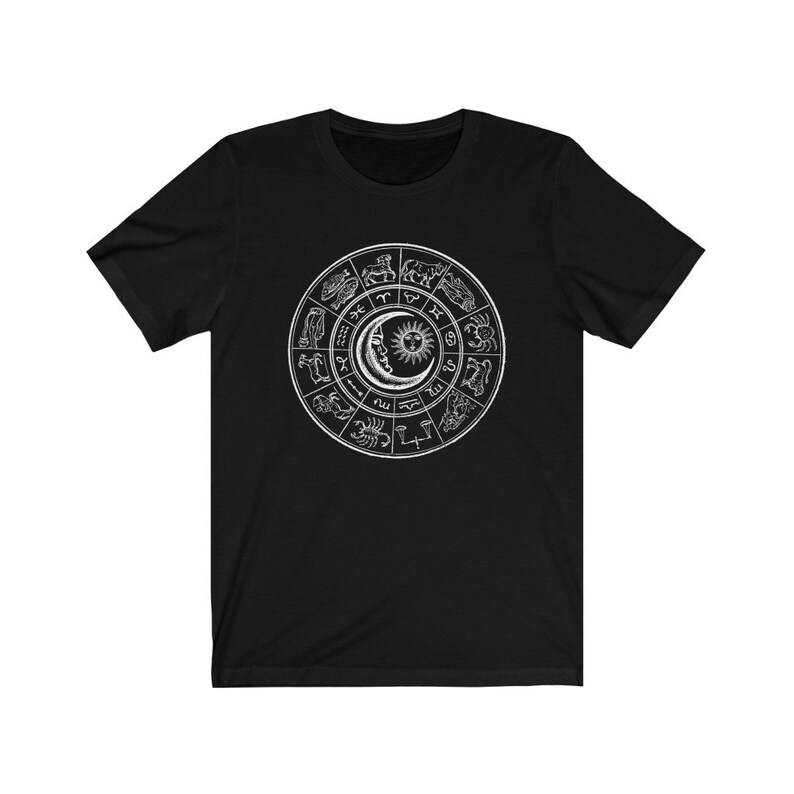 Astrology Shirt Zodiac Sun and Moon Shirt Celestial Top Horoscope Shirts Light Academia Dark Academia Clothing Indie Tee Aesthetic Clothing Black