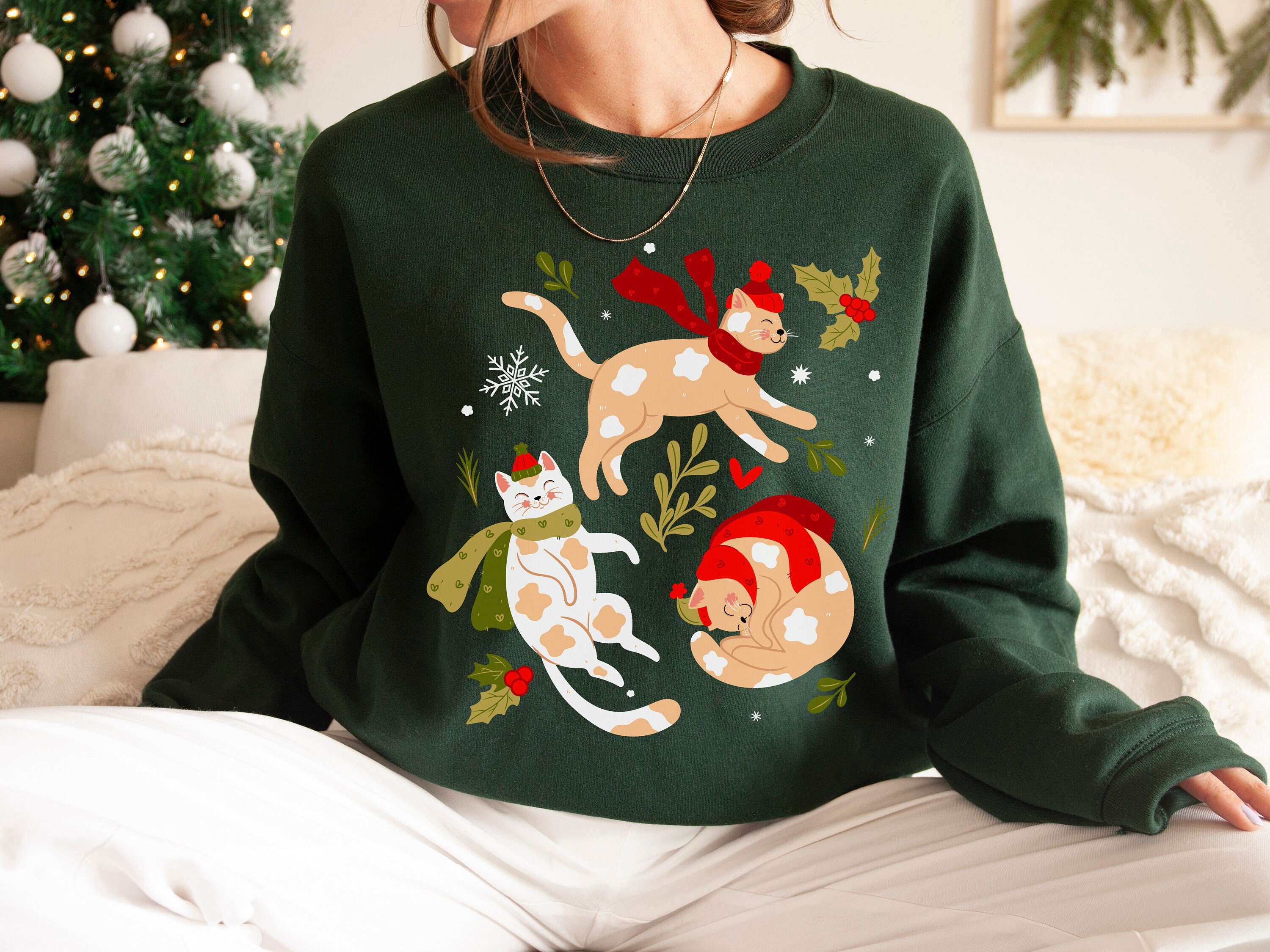Felpa Natale Gatto Siamese – Uomo Donna Unisex – Maglione Giorno Festa – UK