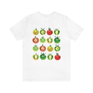 Tomatenshirt T-shirt met groentenprint Cottagecore-kleding Cottage Core-kleding Farmcore-shirt Tuinierencadeau Foodie-shirt Tuin-T-shirt White