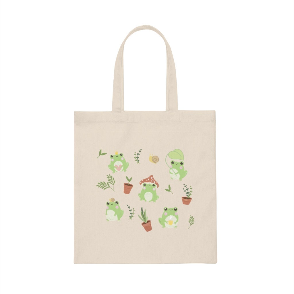Garden Frog Tote Bag Cute Frog Tote Cottagecore Bag Goblincore - Etsy