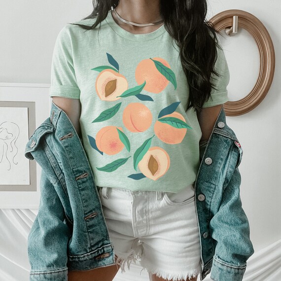 Georgia Peach Shirt Fruit Shirt Botanical Tee Cottagecore Clothing