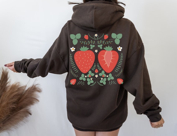 【massnoun】21FW★ STRAWVERRY FLOWER HEAVY SWEAT HOODY Strawberry Hoodie Strawberry Lovers Gift Cottagecore