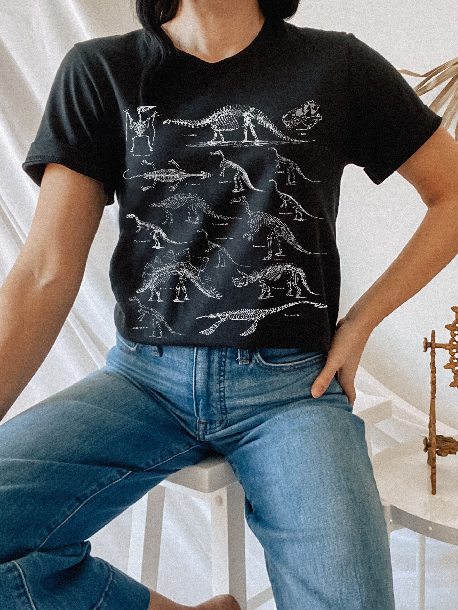 Discover Dinosaur Skeleton Shirt Paleontology Shirt Dark Academia Clothing Goblincore Clothing Aesthetic Clothes Dinosaur Tshirt Trex Dino Shirt