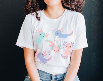 Cute Axolotl Shirt Axolotl Gifts Harajuku Shirt Kawaii Clothing Aesthetic Clothes Salamander Tshirt Amphibian T Shirt Axolotl Lover Gift
