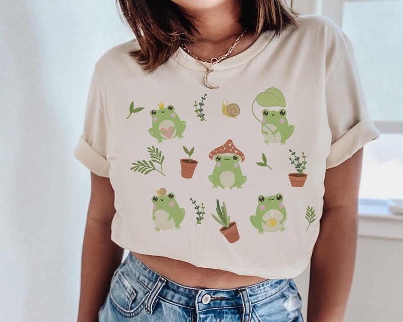 Kawaii Frog Shirt Cute Frog Tshirt Cottagecore Shirt Cottagecore Frog Yume Kawaii Aesthetic Clothes Cottage Core Clothing Goblincore Shirt 