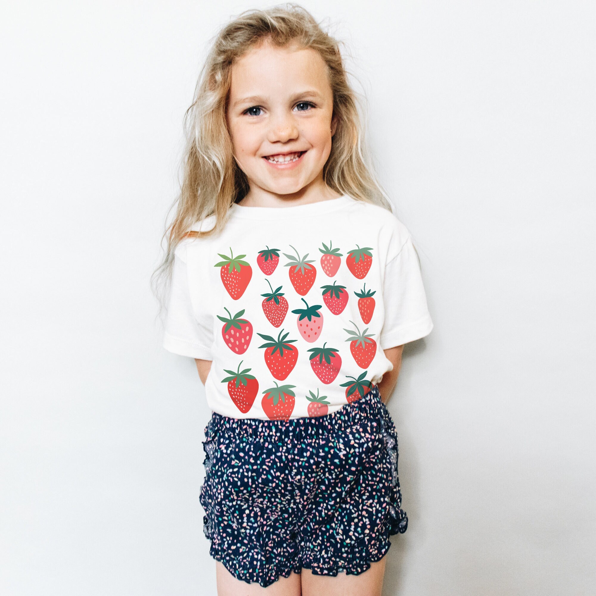 Strawberry Shirt Toddler Tee Baby Girl Tshirt Botanical Top Cottagecore Clothing Cottage Core Clothes Fruit T Shirt Summer Garden Shirt