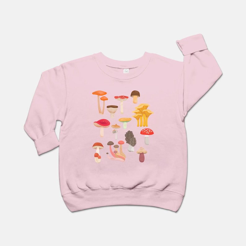 Toddler Mushroom Sweatshirt Kids Crewneck Boys Sweatshirt Girls Sweatshirt Cottagecore Clothing for Kids Mushroom Apparel Cute Sweatshirt image 6