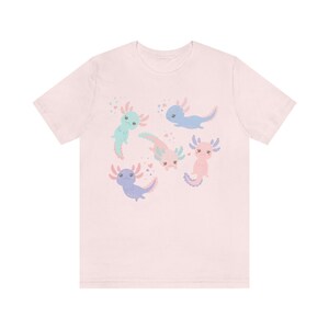 Cute Axolotl Shirt Axolotl Gifts Harajuku Shirt Kawaii Clothing Aesthetic Clothes Salamander Tshirt Amphibian T Shirt Axolotl Lover Gift Soft Pink