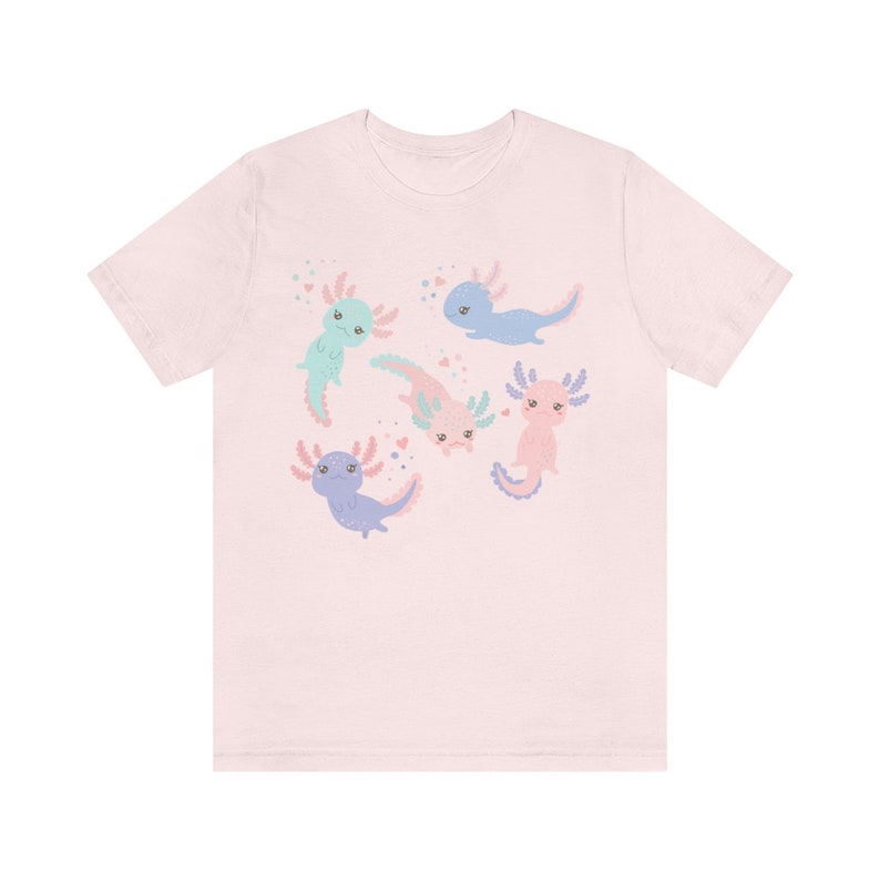 Cute Axolotl Shirt Axolotl Gifts Harajuku Shirt Kawaii Clothing Aesthetic Clothes Salamander Tshirt Amphibian T Shirt Axolotl Lover Gift Soft Pink