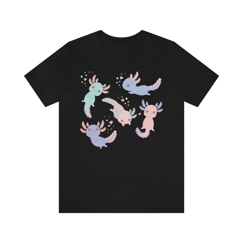 Cute Axolotl Shirt Axolotl Gifts Harajuku Shirt Kawaii Clothing Aesthetic Clothes Salamander Tshirt Amphibian T Shirt Axolotl Lover Gift Black