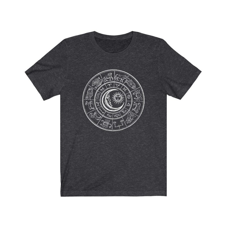 Astrology Shirt Zodiac Sun and Moon Shirt Celestial Top Horoscope Shirts Light Academia Dark Academia Clothing Indie Tee Aesthetic Clothing Dark Grey Heather