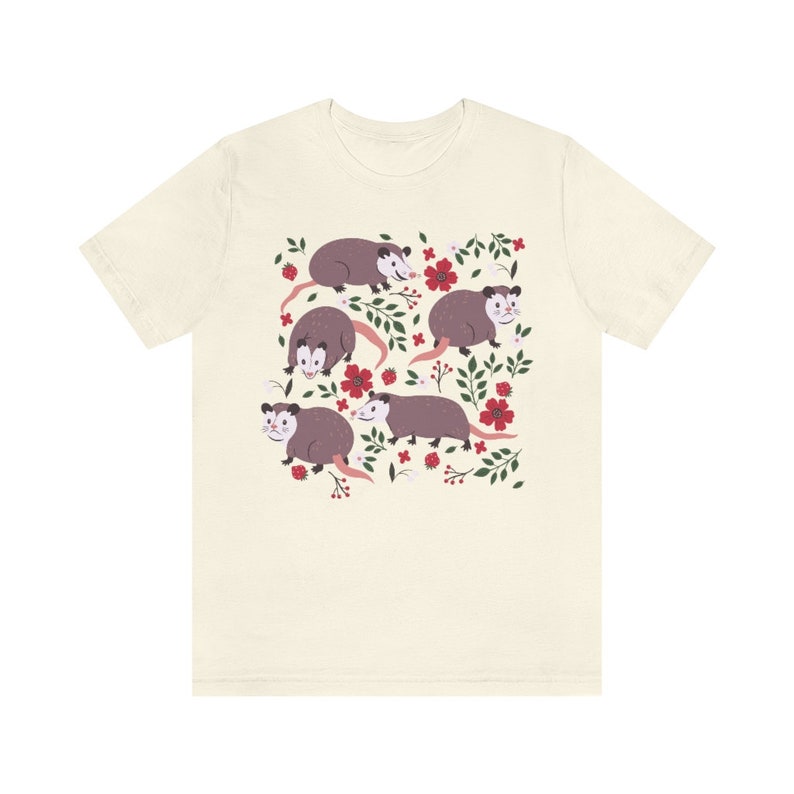 Possum Print Shirt Opossum Shirt Kawaii Possum Gift Possum Gifts Cottagecore Clothing Cottage Core Clothes Strawberry Shirt Wild Animal image 8