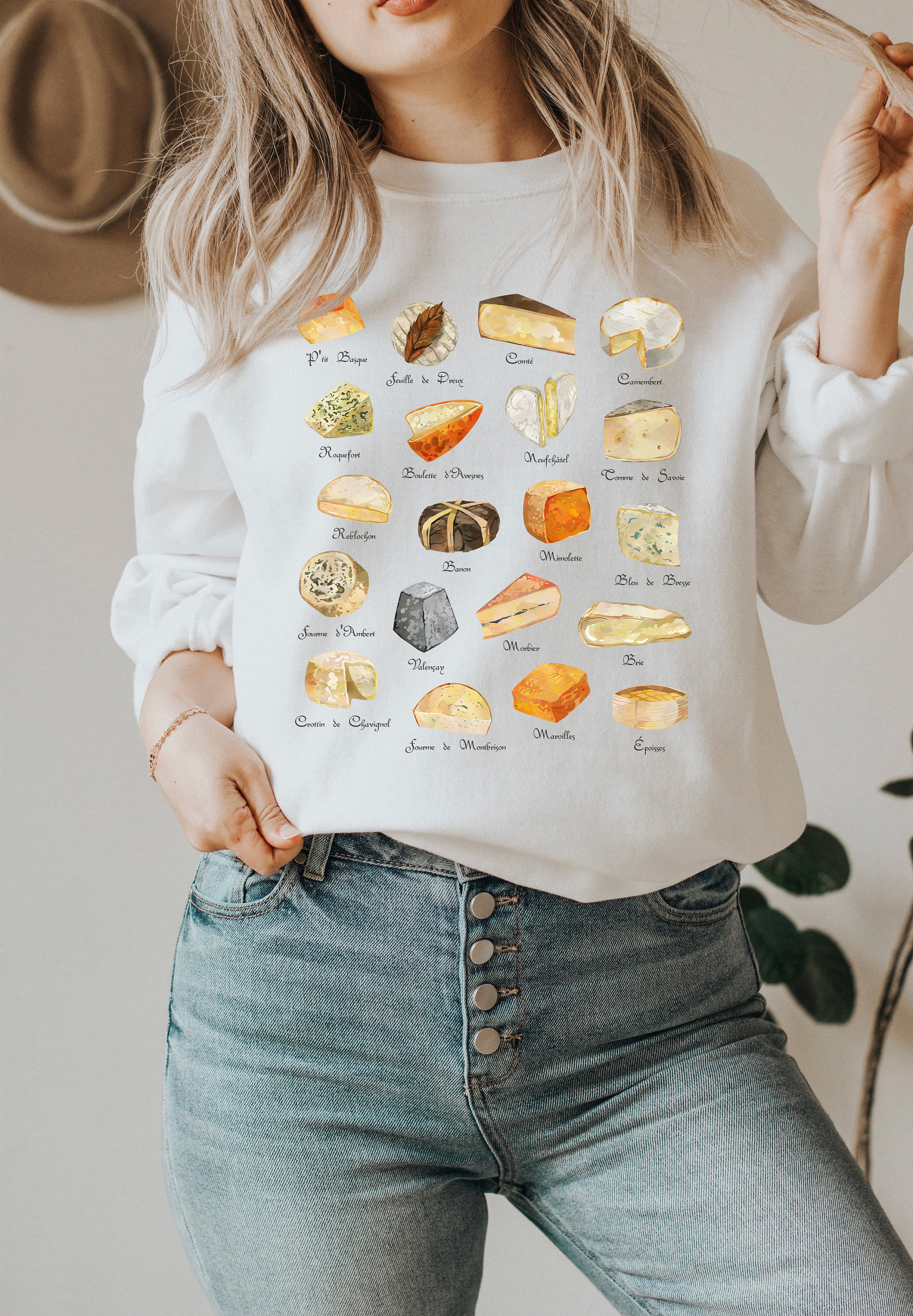 French Cheese Sweatshirt Cheese Lover Crewneck Foodie Gift Cheese Gifts ...