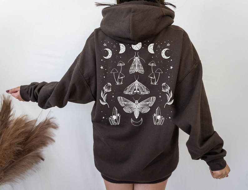 Magical Moth Hoodie Fairycore Hoodie Dark Academia Hoodie Cottagecore Clothes Cottage Core Clothing Aesthetic Hoodie Mushroom Hoodie 