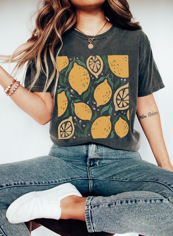 Comfort Colors Lemon Shirt Citrus Shirt Fruit Shirt Cottage Core Shirt Lemon Clothing Cottagecore Shirt Fruit Tshirt Fruit T Shirt Botanical