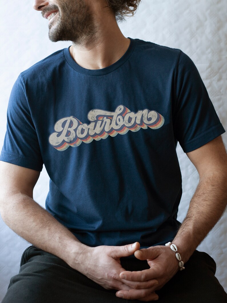 Retro Bourbon Shirt Bourbon Lover Gift Bourbon Whiskey Tshirt Unique Bourbon Gifts Bourbon Drinker Gift Alcohol Tee Dad Shirt Mens Clothing image 2