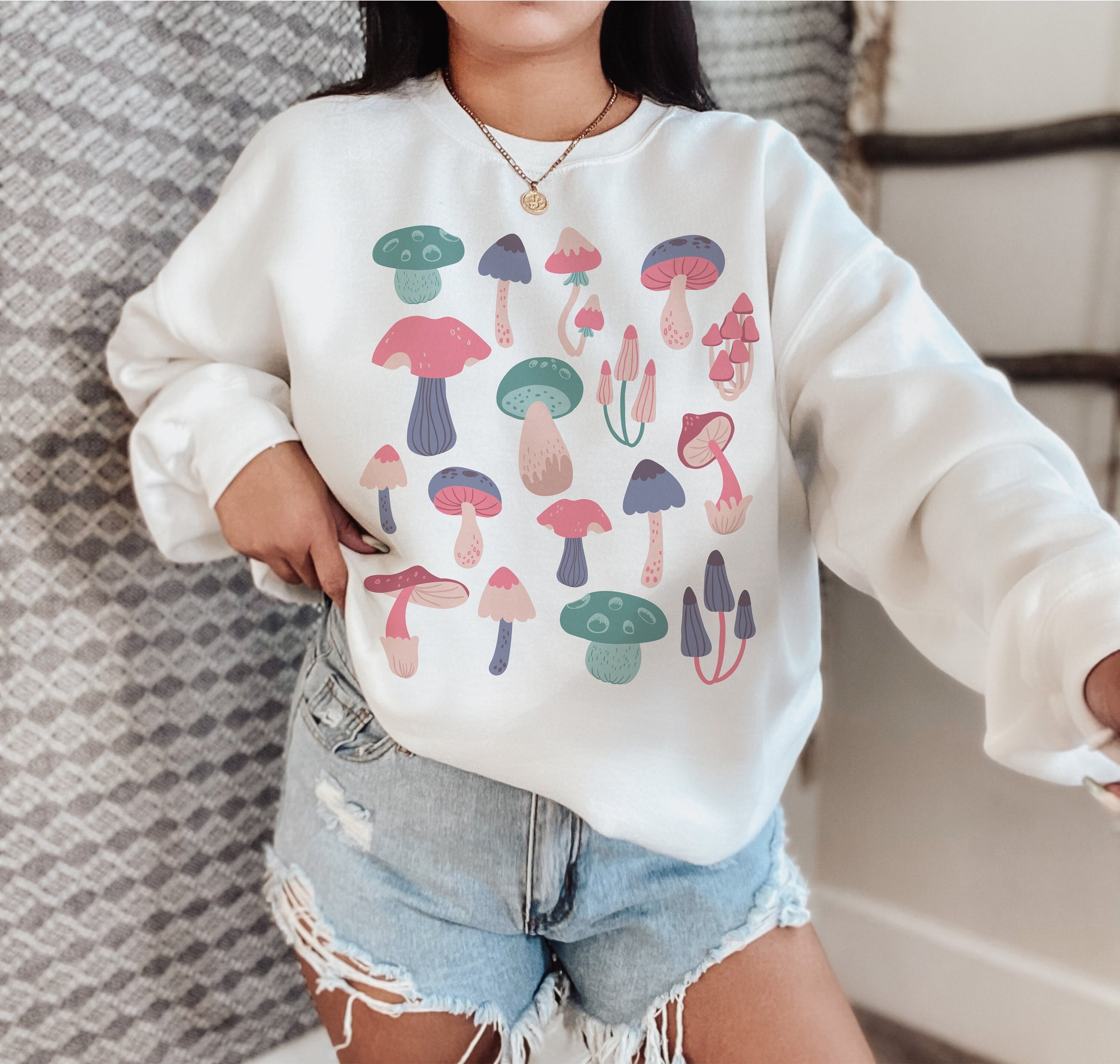 Cute Mushroom Crewneck Mushroom Clothing Nature Top Forestcore | Etsy